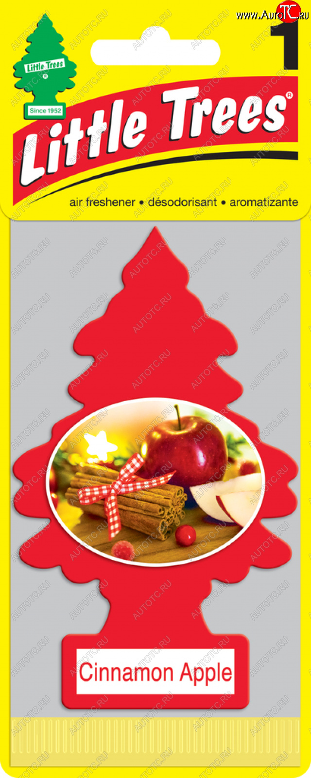 157 р. Ароматизатор подвесной пластина (яблоко и корица) Елочка CAR FRESHNER CAR FRESHNER u1p-10338-russ  с доставкой в г. Вологда
