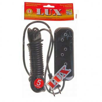 Удлинитель сетевой 5м 10А 2200Вт 3 гнезда черный LUX LUX у3-о-05