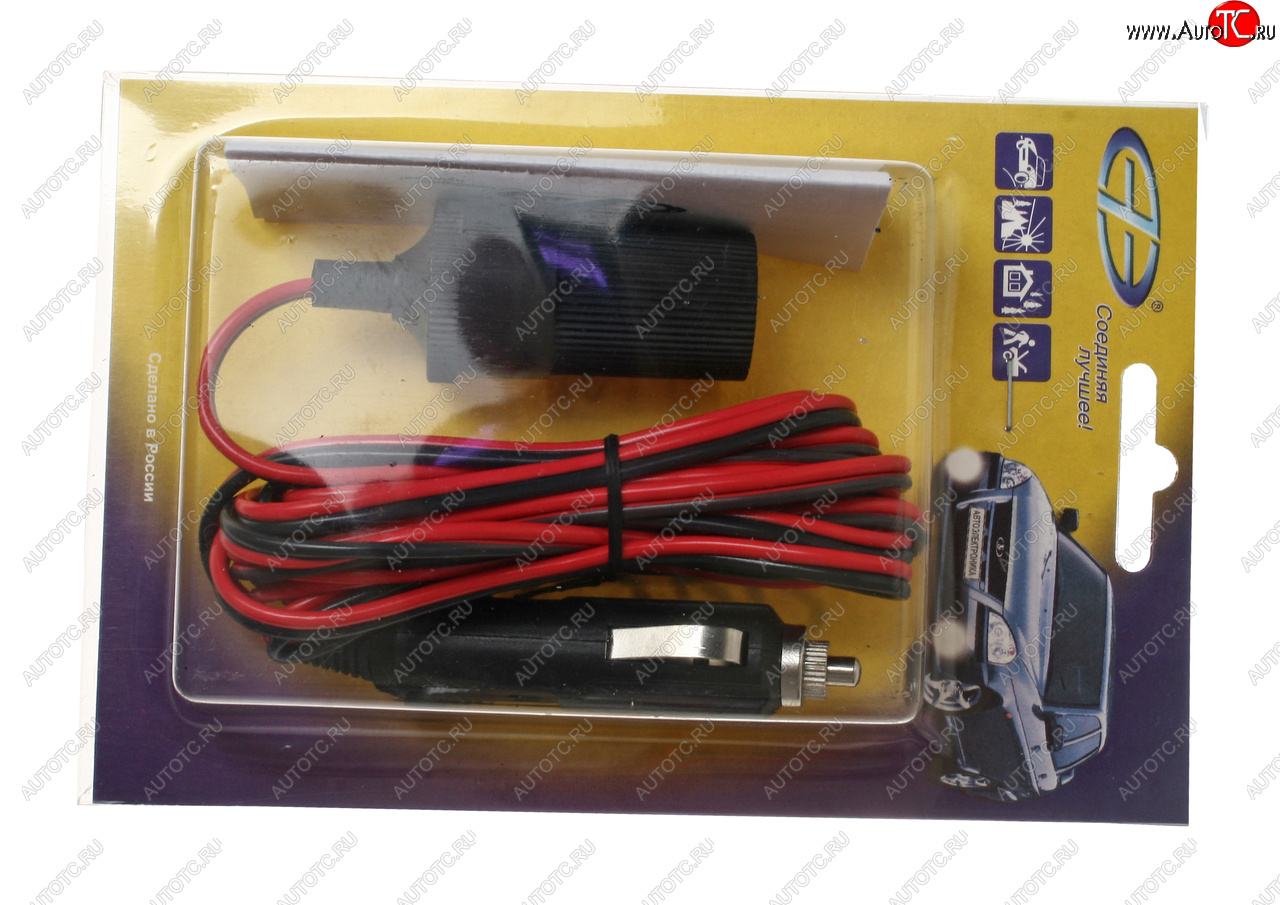 389 р. Удлинитель прикуривателя 12V штекер-гнездо 3м. АЭНК АЭНК уп-3(шг)  с доставкой в г. Вологда