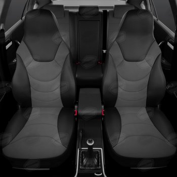 11 299 р. Универсальные чехлы сидений (майка, 8 предм., экокожа) Recaro AVTOLIDER   (черно-серые)  с доставкой в г. Вологда. Увеличить фотографию 7