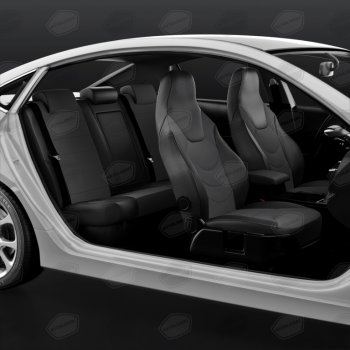 11 299 р. Универсальные чехлы сидений (майка, 8 предм., экокожа) Recaro AVTOLIDER   (черно-серые)  с доставкой в г. Вологда. Увеличить фотографию 5
