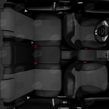 11 299 р. Универсальные чехлы сидений (майка, 8 предм., экокожа) Recaro AVTOLIDER   (черно-серые)  с доставкой в г. Вологда. Увеличить фотографию 2