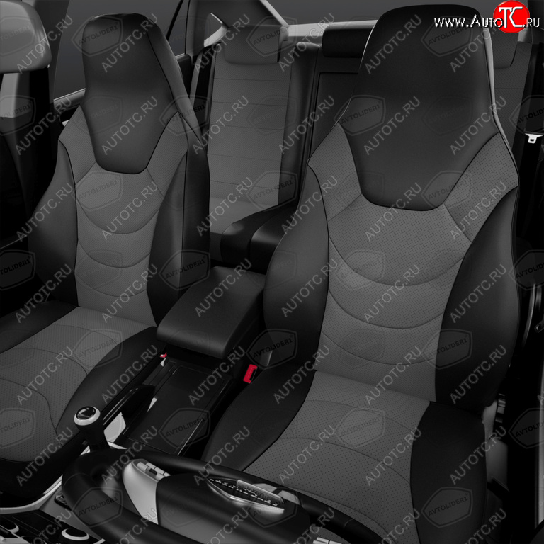 11 299 р. Универсальные чехлы сидений (майка, 8 предм., экокожа) Recaro AVTOLIDER   (черно-серые)  с доставкой в г. Вологда