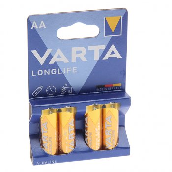 103 р. Батарейка AA LR6 1.5V блистер 4шт. (цена за 1шт.) Alkaline Longlife VARTA VARTA vrt-lr6l(4)бл  с доставкой в г. Вологда. Увеличить фотографию 3