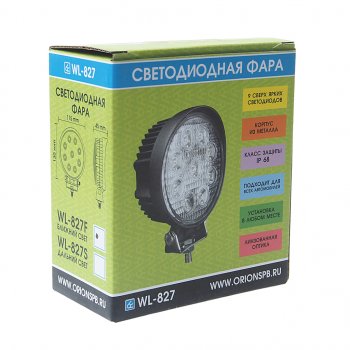 1 199 р. Фара рабочего света круглая 115х130x45мм 27W 9LED (ближний свет) ВЫМПЕЛ ОРИОН wl-827f  с доставкой в г. Вологда. Увеличить фотографию 3