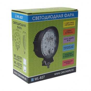 1 199 р. Фара рабочего света круглая 115х130x45мм 27W 9LED (дальний свет) ВЫМПЕЛ ОРИОН wl-827s  с доставкой в г. Вологда. Увеличить фотографию 3