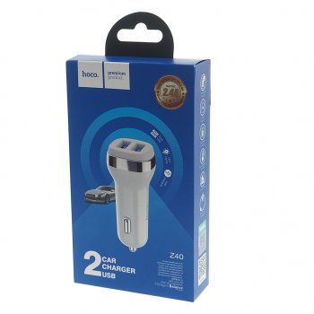 499 р. Устройство зарядное в прикуриватель 2USB 12V HOCO HOCO z40 white HOCO z40 white  с доставкой в г. Вологда. Увеличить фотографию 3