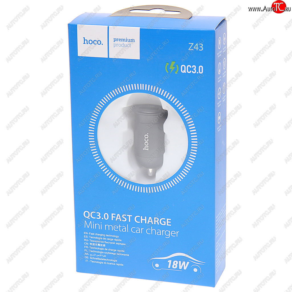 629 р. Устройство зарядное в прикуриватель 1USB 12V HOCO HOCO z43 black  с доставкой в г. Вологда