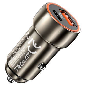Устройство зарядное в прикуриватель 1USB + 1 Type C 12V HOCO HOCO z46a grey