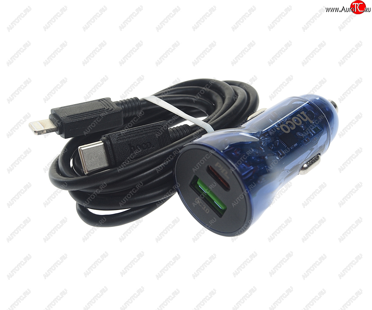 859 р. Устройство зарядное в прикуриватель 1USB 12V кабель USB Type C HOCO HOCO z47a blue  с доставкой в г. Вологда