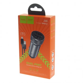 579 р. Устройство зарядное в прикуриватель 1USB 12V кабель iPhone (5-) HOCO HOCO z49 grey HOCO z49 grey  с доставкой в г. Вологда. Увеличить фотографию 3