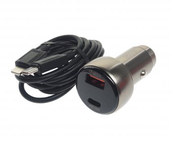 Устройство зарядное в прикуриватель 1USB 12V кабель USB Type C HOCO HOCO z50 grey