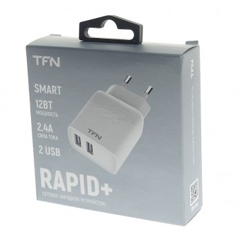 359 р. Устройство зарядное в розетку 2 USB TFN TFN tfn-wcrpd12w2uwh  с доставкой в г. Вологда. Увеличить фотографию 3