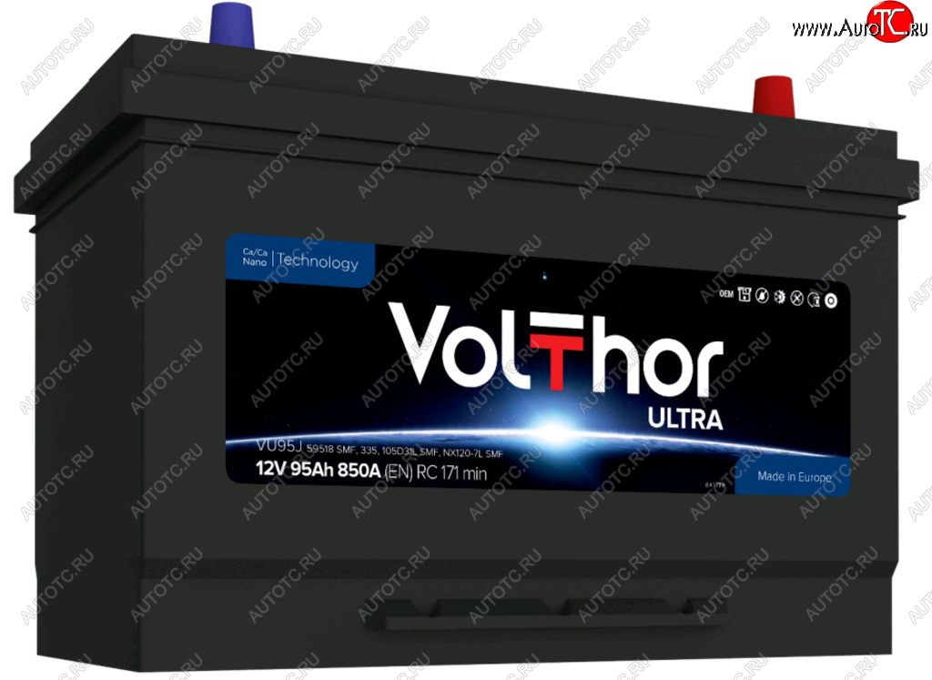 14 499 р. Аккумулятор VOLTHOR Ultra 95Ач обратная полярность VOLTHOR 6ст95(0) 59518 d31  с доставкой в г. Вологда