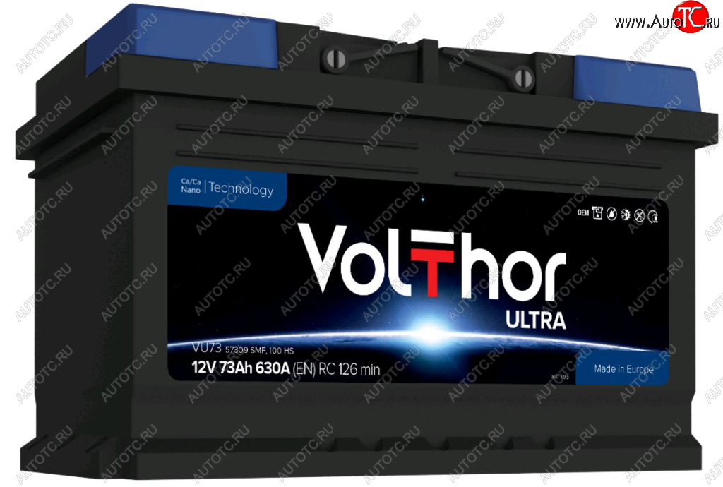 11 549 р. Аккумулятор VOLTHOR Ultra 73Ач обратная полярность,низкий VOLTHOR 6ст73(0) 57309  с доставкой в г. Вологда