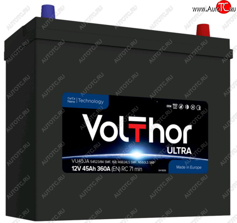 8 749 р. Аккумулятор VOLTHOR Ultra 45Ач обратная полярность VOLTHOR 6ст45(0) 5452384 b24  с доставкой в г. Вологда