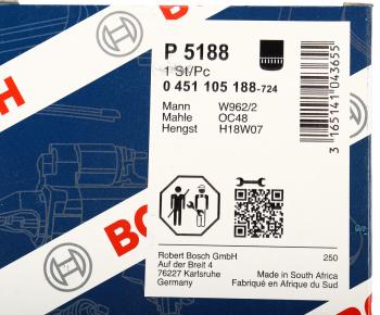 1 489 р. Фильтр масляный RENAULT Midliner BOSCH BOSCH 0451105188  с доставкой в г. Вологда. Увеличить фотографию 4