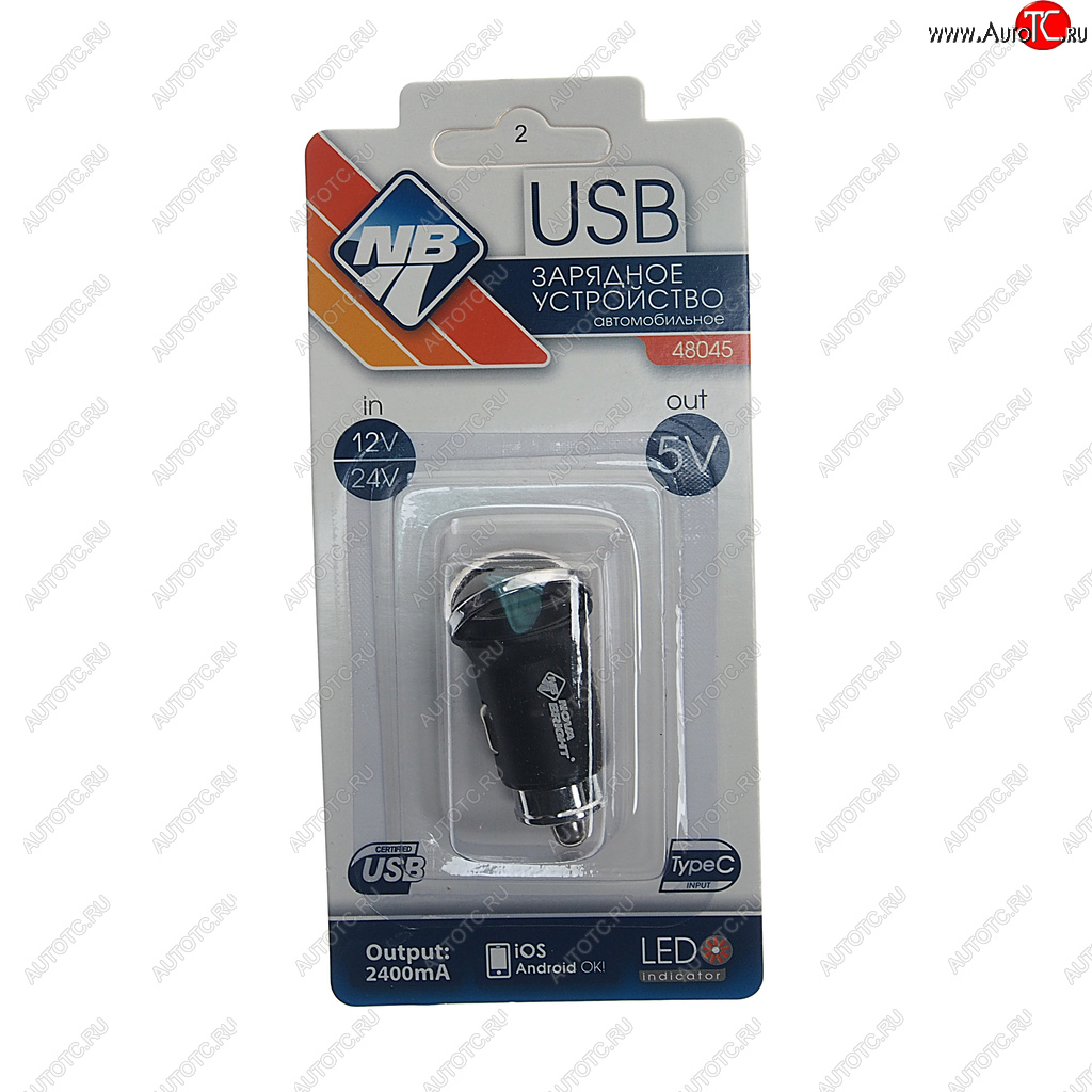 286 р. Устройство зарядное в прикуриватель 1USB + 1Type C 12-24V NOVA BRIGHT NOVA BRIGHT 48045  с доставкой в г. Вологда