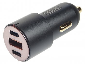 Устройство зарядное в прикуриватель 1USB + 2 Type C 12V черное XO XO cc45 black