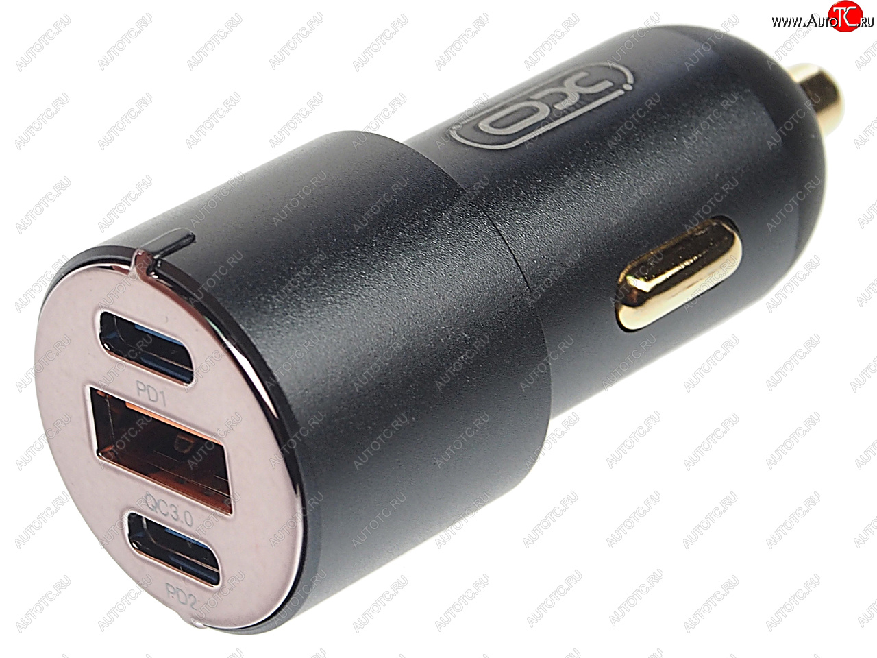 2 179 р. Устройство зарядное в прикуриватель 1USB + 2 Type C 12V черное XO XO cc45 black  с доставкой в г. Вологда