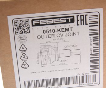 5 399 р. ШРУС наружный MAZDA CX-5 (11-17) передний FEBEST FEBEST 0510-kemt  с доставкой в г. Вологда. Увеличить фотографию 4