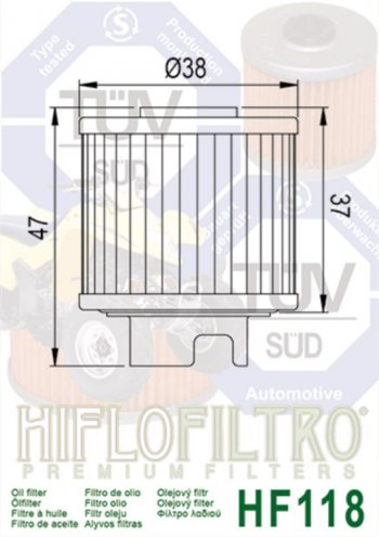 579 р. Фильтр масляный мото HONDA HIFLO FILTRO HIFLO FILTRO hf118  с доставкой в г. Вологда. Увеличить фотографию 2