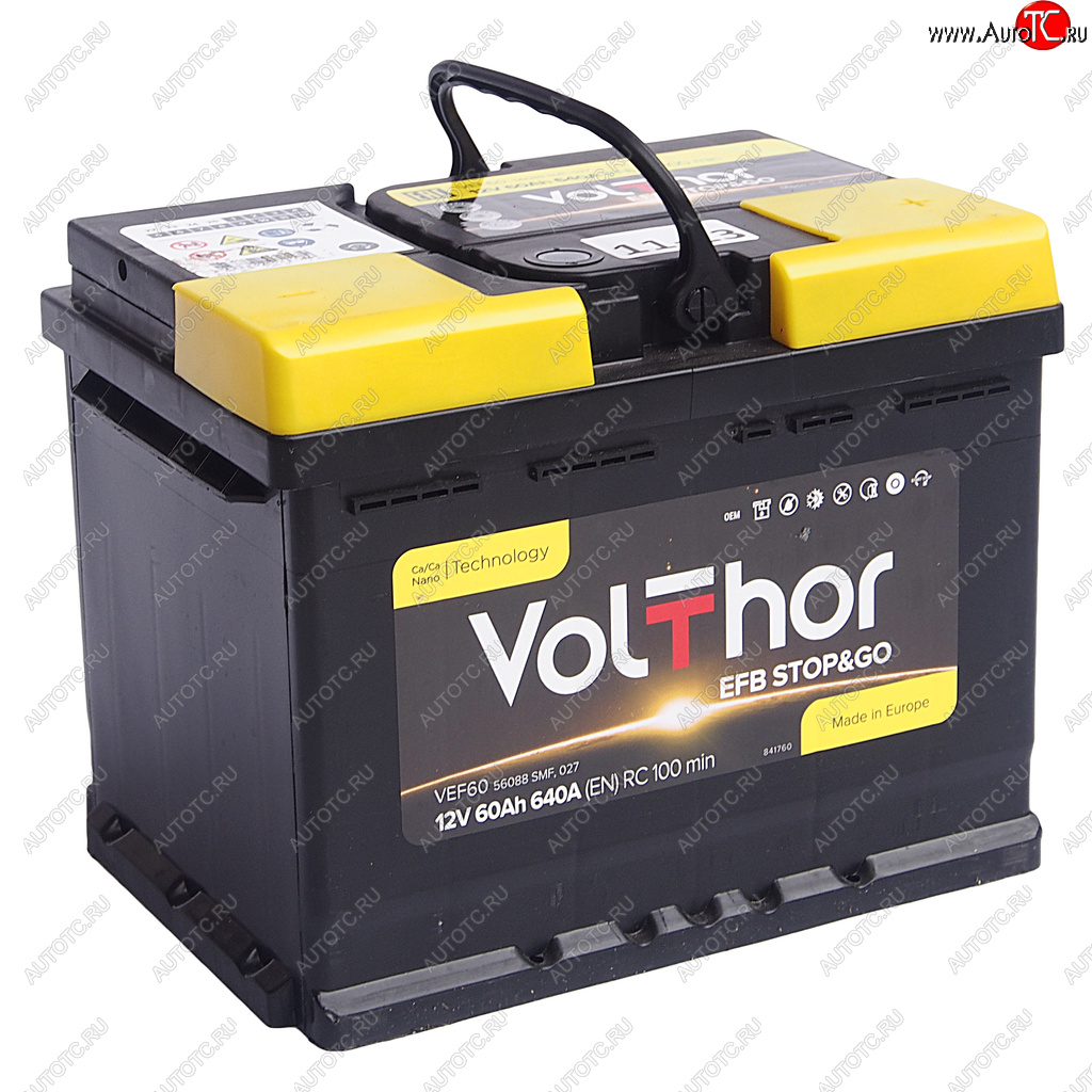 12 349 р. Аккумулятор VOLTHOR EFB 60Ач обратная полярность VOLTHOR 6ст60(0) 56088  с доставкой в г. Вологда