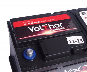 17 549 р. Аккумулятор VOLTHOR Supreme 110Ач обратная полярность VOLTHOR 6ст110(0) 61002  с доставкой в г. Вологда. Увеличить фотографию 3