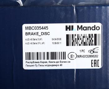 3 599 р. Диск тормозной AUDI A6 (05-) передний (1шт.) MANDO MANDO mbc035445 MANDO mbc035445  с доставкой в г. Вологда. Увеличить фотографию 5