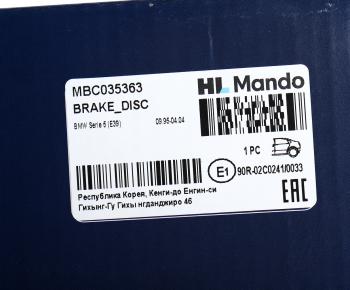 2 779 р. Диск тормозной BMW 5 (E39) (96-) задний (1шт.) MANDO MANDO mbc035363 MANDO mbc035363  с доставкой в г. Вологда. Увеличить фотографию 4