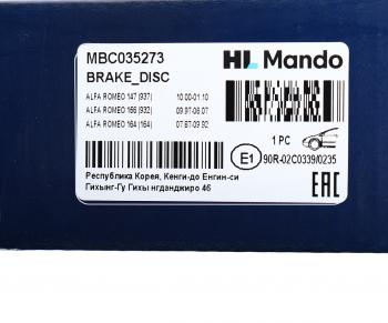 2 899 р. Диск тормозной FIAT Doblo (10-) передний (1шт.) MANDO MANDO mbc035273  с доставкой в г. Вологда. Увеличить фотографию 6