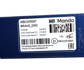 2 079 р. Диск тормозной HONDA Accord (90-) передний (1шт.) MANDO MANDO mbc035047 MANDO mbc035047  с доставкой в г. Вологда. Увеличить фотографию 6