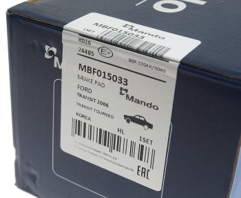 2 579 р. Колодки тормозные передние (4шт.) MANDO Ford Transit цельнометаллический фургон (2006-2014)  с доставкой в г. Вологда. Увеличить фотографию 3