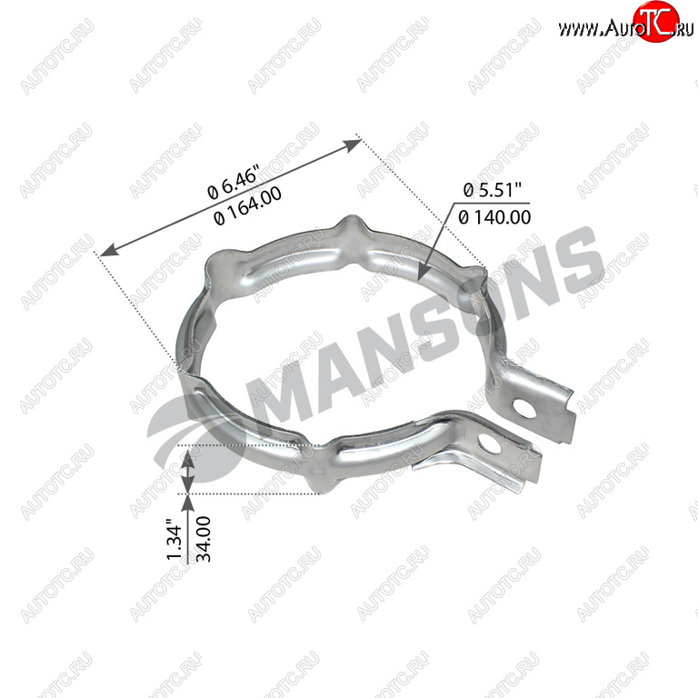 359 р. Хомут глушителя VOLVO FH12,16 (140х30мм) рифленый MANSONS MANSONS 900.619  с доставкой в г. Вологда