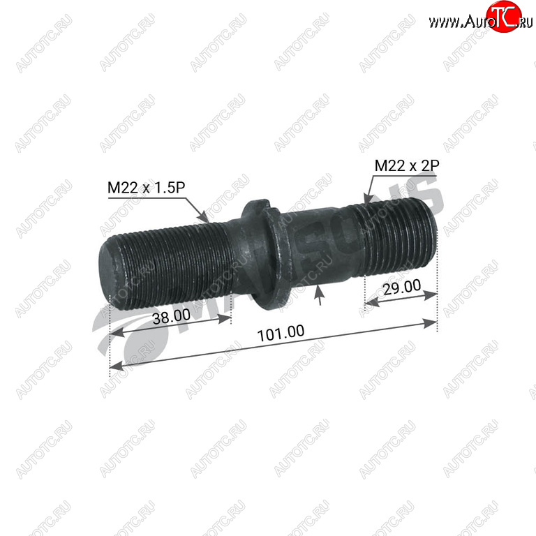 236 р. Шпилька колеса BPW (M22х1.5х45, M22х2.0х48 L=100мм) MANSONS MANSONS 300.210  с доставкой в г. Вологда