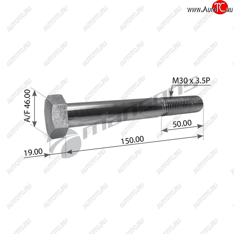 529 р. Болт BPW рессоры (М30х3.5х150) MANSONS MANSONS m30150  с доставкой в г. Вологда