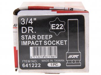 2 339 р. Головка торцевая 34 TORX E22 глубокая L=110мм JTC JTC TOOLS CO., LTD jtc-641222  с доставкой в г. Вологда. Увеличить фотографию 5