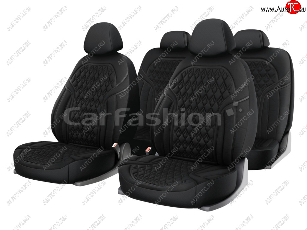 3 399 р. Универсальные чехлы сидений (майка, 11 предм., полиэстер) Impulse CARFASHION   (черный)  с доставкой в г. Вологда