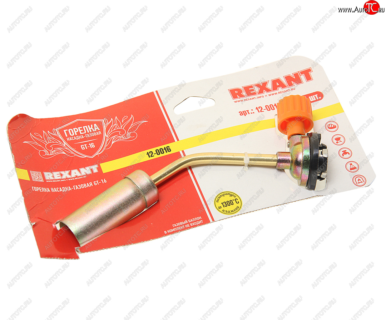 369 р. Горелка газовая под цанговый баллон без пьезоподжига GT-16 REXANT REXANT 12-0016  с доставкой в г. Вологда