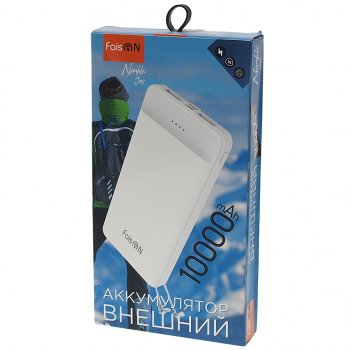 799 р. Аккумулятор внешний 10000мАч для зарядки мобильных устройств FAISON FAISON j48 white  с доставкой в г. Вологда. Увеличить фотографию 3