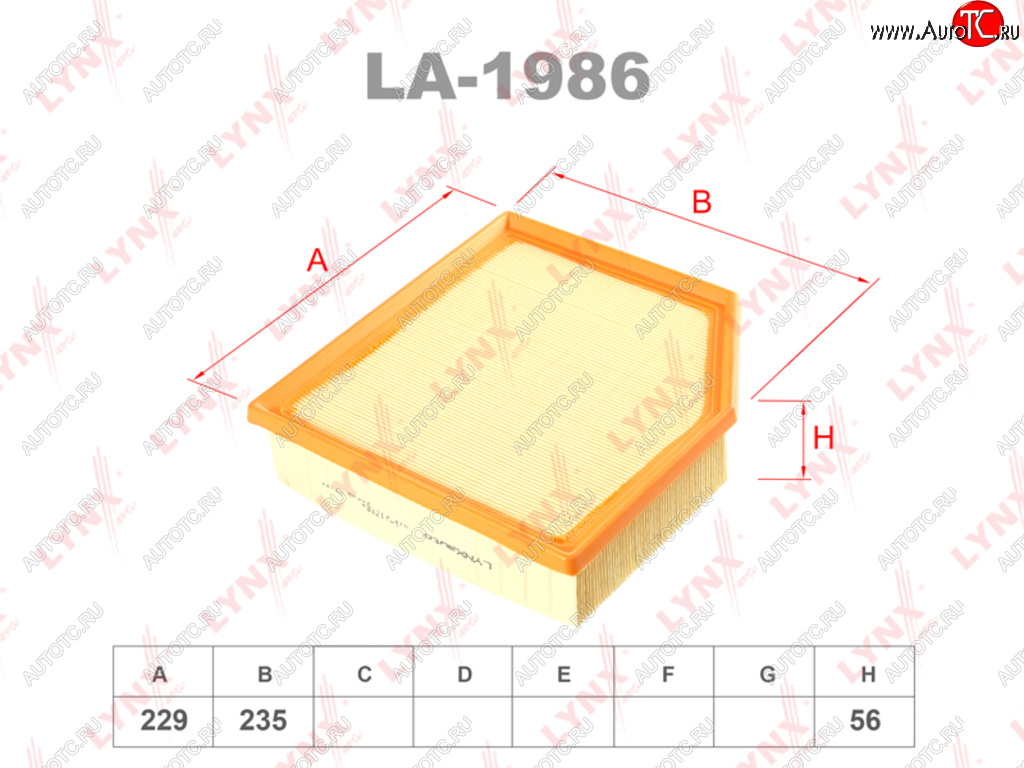 1 129 р. Фильтр воздушный TOYOTA Rav 4 (12-) LEXUS IS250 (13-) (2.2) LYNX LYNX la1986  с доставкой в г. Вологда