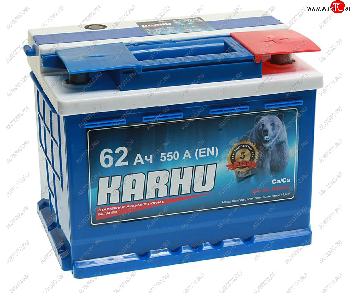 7 299 р. Аккумулятор KARHU 62Ач обратная полярность KARHU 6ст62(0)  с доставкой в г. Вологда