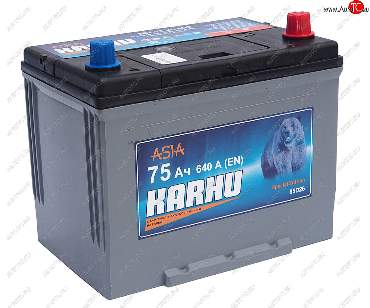 9 449 р. Аккумулятор KARHU Asia 75Ач обратная полярность KARHU 6ст75(0) 85d26l  с доставкой в г. Вологда
