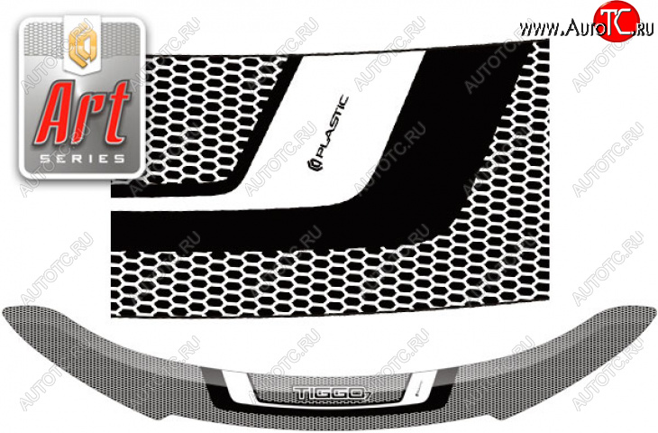 2 299 р. Дефлектор капота CA-Plastic  Chery Tiggo 7 Pro Max  T1E (2022-2025) дорестайлинг, рестайлинг (Серия Art черная)  с доставкой в г. Вологда