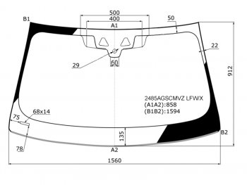 Стекло лобовое (Две камеры Датчик дождя Молдинг 4D SED5D WGN) BMW 5-Series 16-  M5 17-20 XYG 2485AGSCMVZ LFW/X