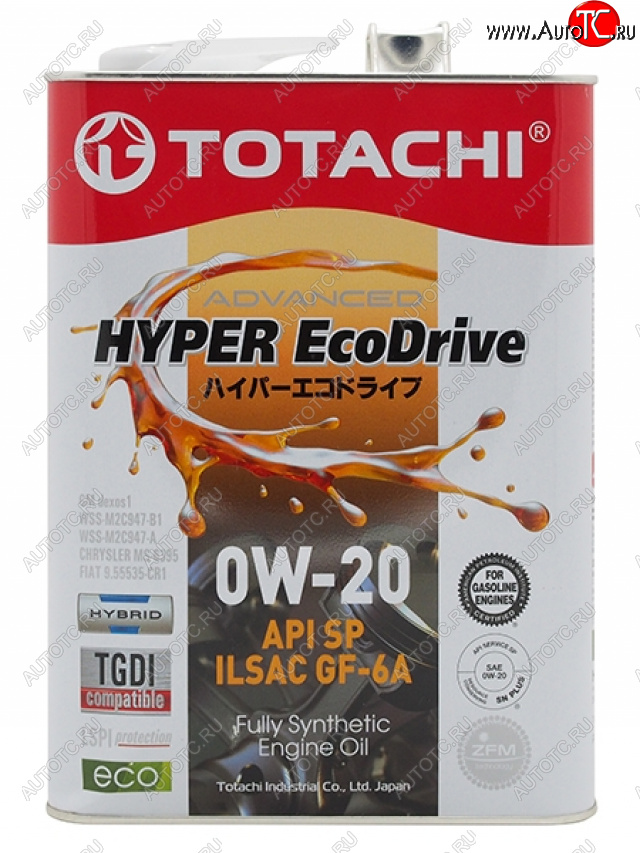4 399 р. Масло моторное TOTACHI HYPER Ecodrive Fully Synthetic SPRCGF-6A 0W-20 4л TOTACHI E0104  с доставкой в г. Вологда