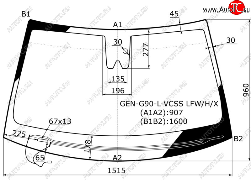 11 299 р. Стекло лобовое (Обогрев щеток Камера Датчик дождя) Genesis G90 16-19 XYG GEN-G90-L-VCSS LFW/H/X  с доставкой в г. Вологда