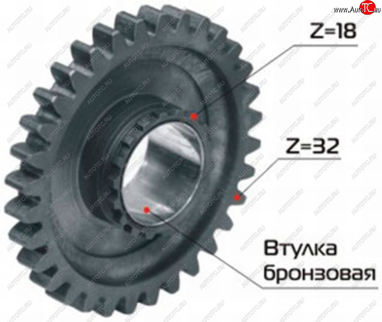 5 249 р. Шестерня КПП МТЗ вала 1-ой передачи и заднего хода Z=32 в сборе РУП МЗШ Минский завод шестерен 70-1701224  с доставкой в г. Вологда