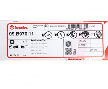 10 499 р. Диск тормозной AUDI A4,A6,A7 (07-) передний (1шт.) BREMBO BREMBO 09.b970.11  с доставкой в г. Вологда. Увеличить фотографию 6
