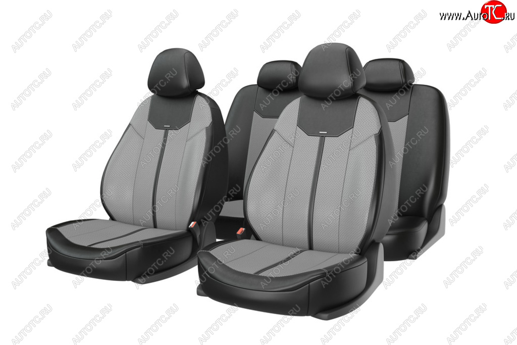 3 999 р. Авточехлы универсальные экокожа черно-серые (11 предм.) Mustang CARFASHION CARFASHION 10032  с доставкой в г. Вологда